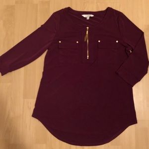 Maroon Dress Shirt with Gold Detailing